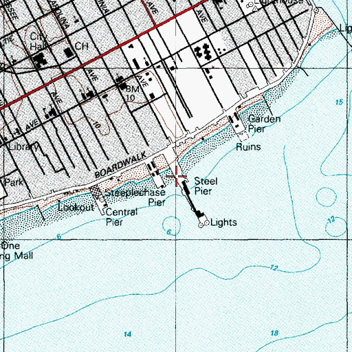 Topographic Map of Steeplechase Pier Heliport, NJ