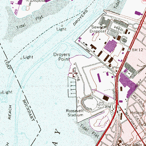 Topographic Map of Jersey City Seaplane Base, NJ