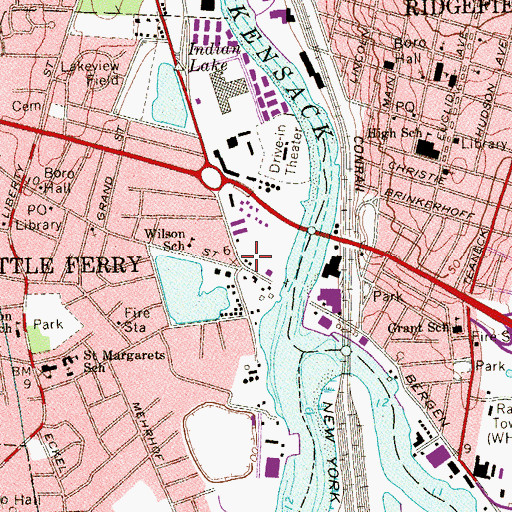 Topographic Map of Little Ferry Seaplane Base, NJ