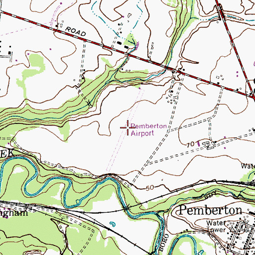 Topographic Map of Pemberton Airport, NJ