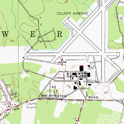 Topographic Map of Cape May County Airport, NJ