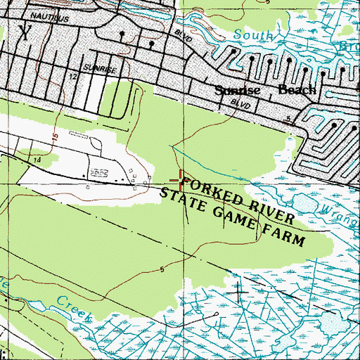 Topographic Map of Forked River State Game Farm, NJ