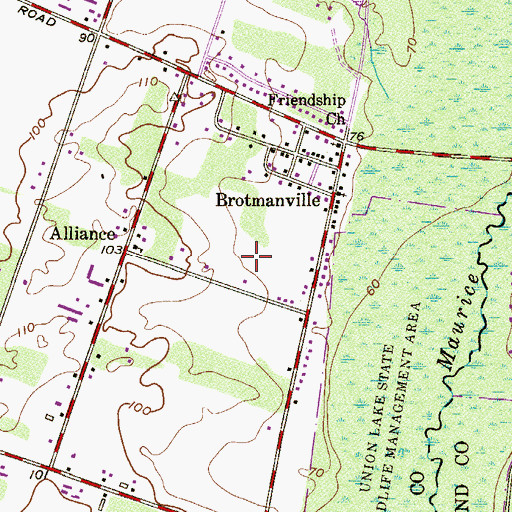 Topographic Map of WVSJ-AM (Vineland), NJ