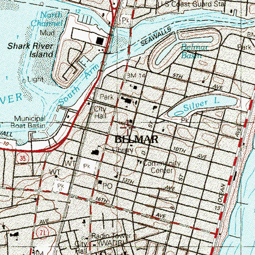 Topographic Map of Borough of Belmar, NJ