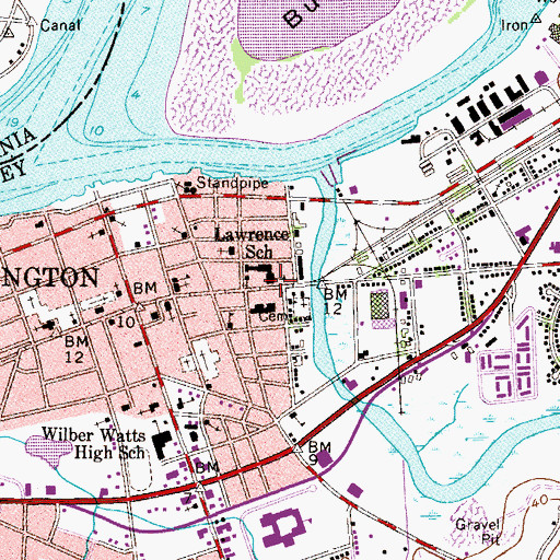 Topographic Map of City of Burlington, NJ
