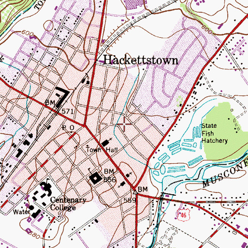 Topographic Map of Town of Hackettstown, NJ