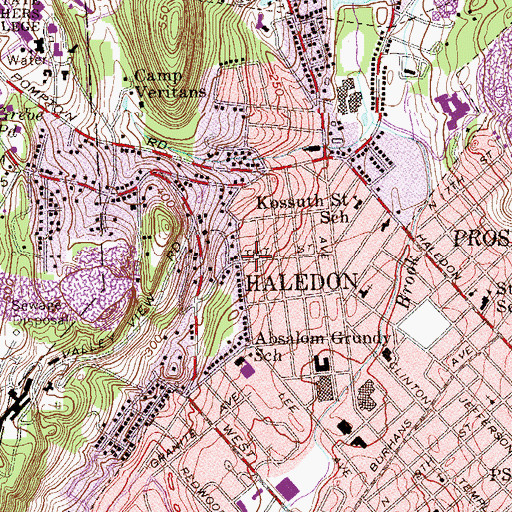 Topographic Map of Borough of Haledon, NJ