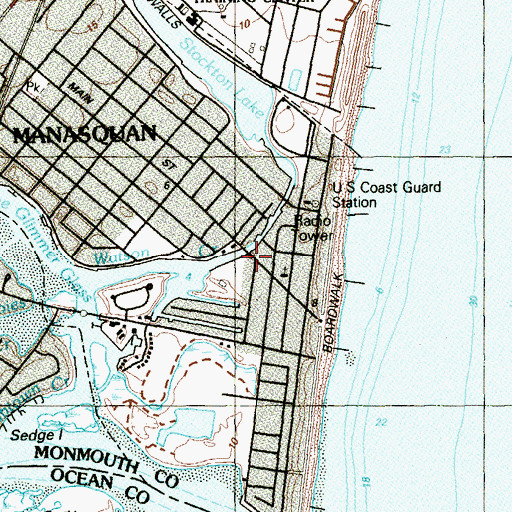 Topographic Map of Borough of Manasquan, NJ