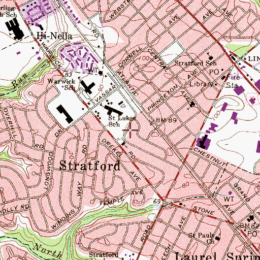 Topographic Map of Borough of Stratford, NJ