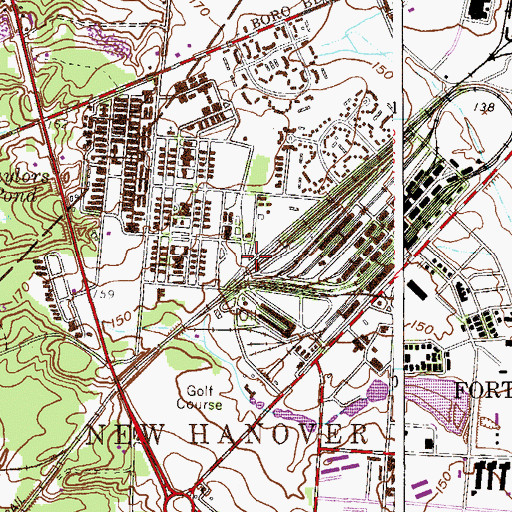 Topographic Map of Borough of Wrightstown, NJ