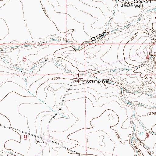 Topographic Map of Adams Well, NM