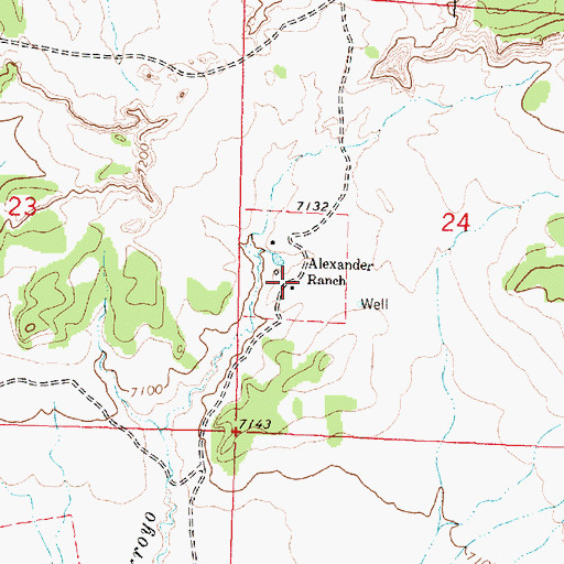 Topographic Map of Alexander Ranch, NM