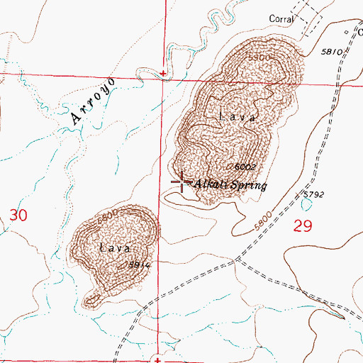 Topographic Map of Alkali Spring, NM
