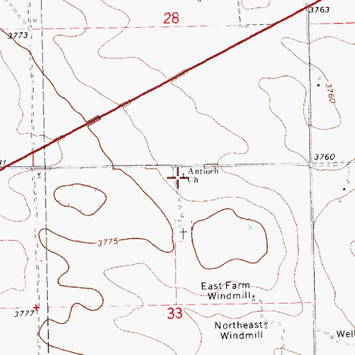 Topographic Map of Antioch Church, NM