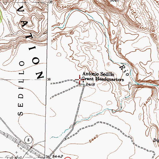 Topographic Map of Antonio Sedillo Grant Headquarters, NM