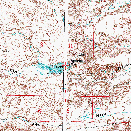 Topographic Map of Apache Dam, NM