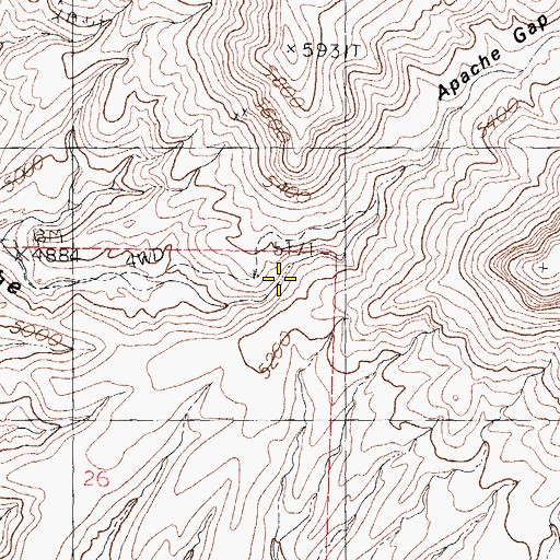 Topographic Map of Apache Gap, NM