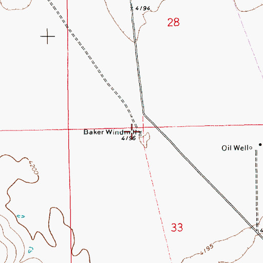 Topographic Map of Baker Windmill, NM
