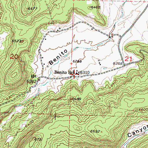 Topographic Map of Benito School, NM
