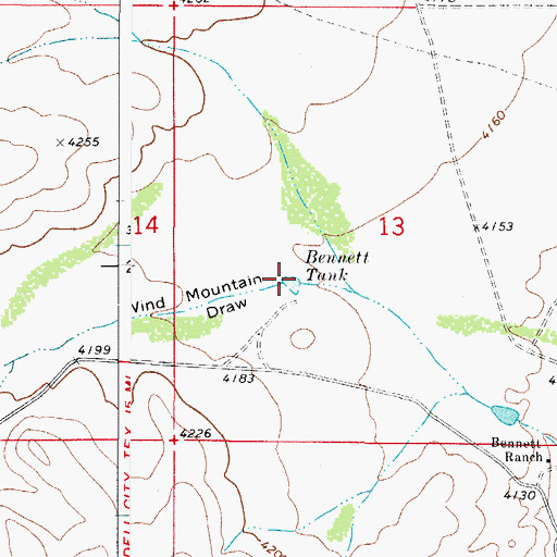 Topographic Map of Bennett Tank, NM