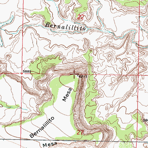 Topographic Map of Bernalillito Mesa, NM