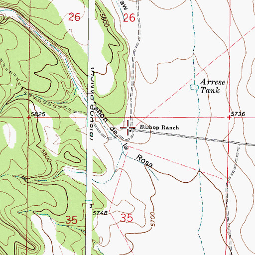 Topographic Map of Bishop Ranch, NM