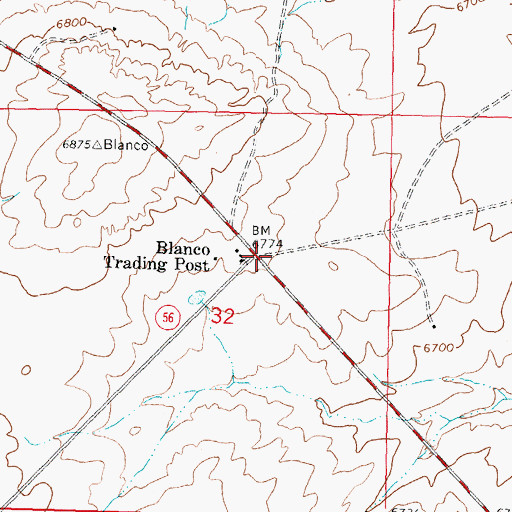 Topographic Map of Blanco Trading Post, NM