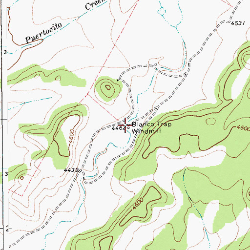 Topographic Map of Blanco Trap Windmill, NM