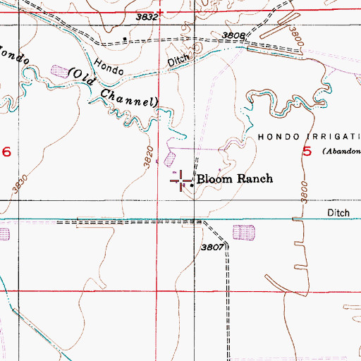 Topographic Map of Bloom Ranch, NM