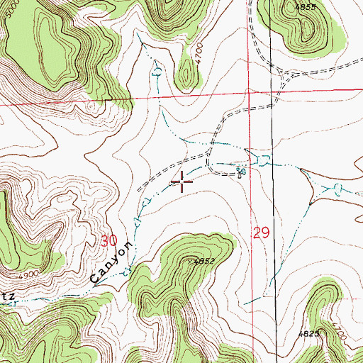 Topographic Map of Bontz Canyon, NM