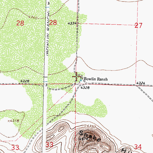 Topographic Map of Bowlin Ranch, NM