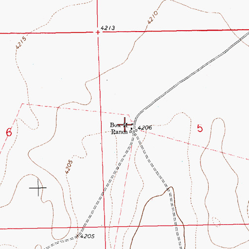 Topographic Map of Box M Ranch, NM