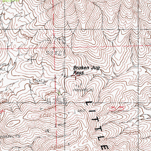 Topographic Map of Broken Jug Pass, NM