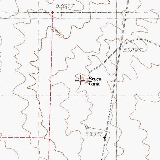 Topographic Map of Bryce Tank, NM