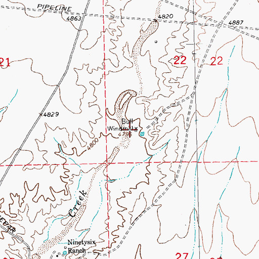 Topographic Map of Bull Windmill, NM