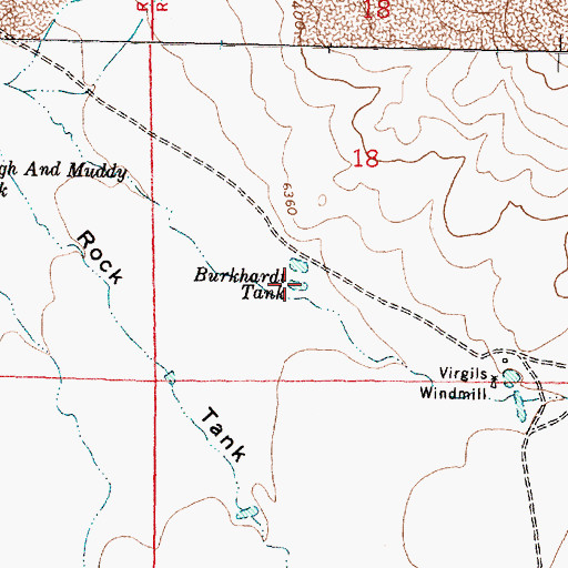 Topographic Map of Burkhardt Tank, NM