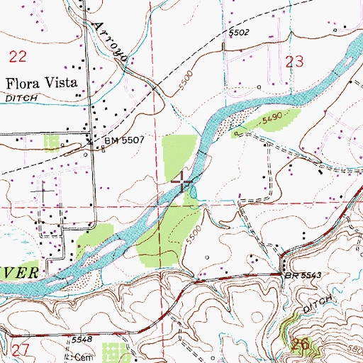 Topographic Map of Burns Arroyo, NM