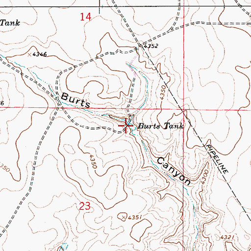 Topographic Map of Burts Tank, NM