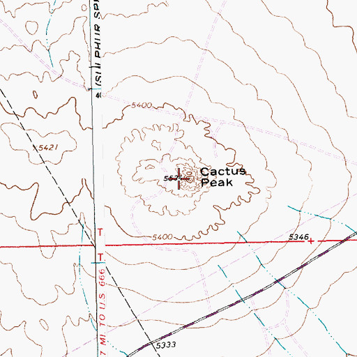 Topographic Map of Cactus Peak, NM