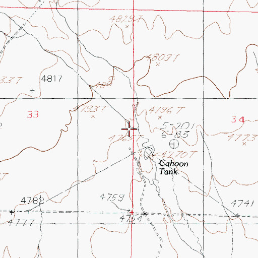 Topographic Map of Cahoon Tank, NM
