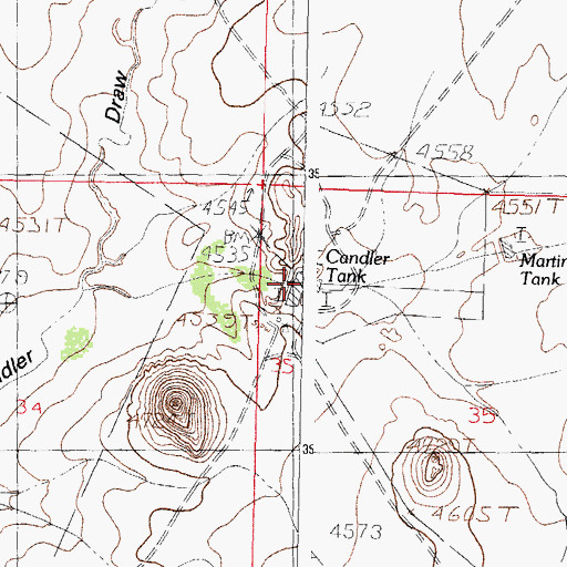 Topographic Map of Candler Tank, NM