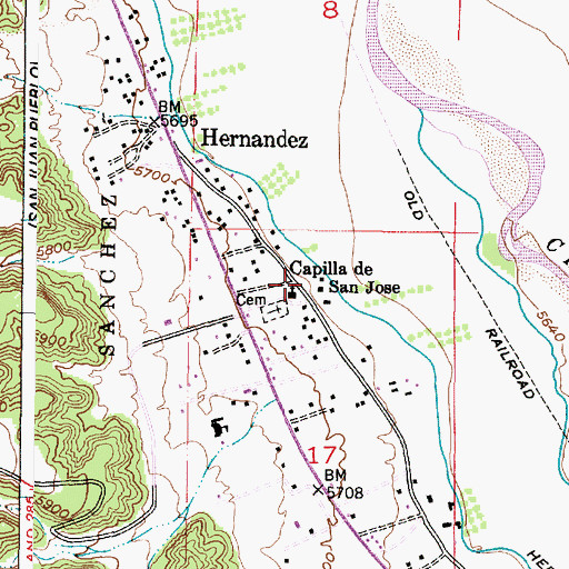 Topographic Map of Capilla de San Jose, NM