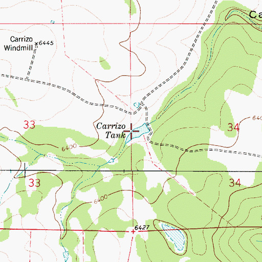 Topographic Map of Carrizo Tank, NM