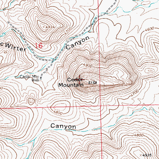 Topographic Map of Cedar Mountain, NM