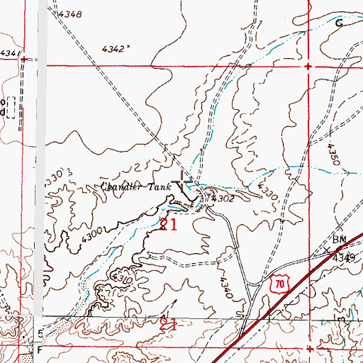 Topographic Map of Chandler Tank, NM