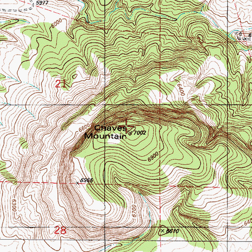 Topographic Map of Chaves Mountain, NM