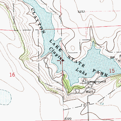 Topographic Map of Clayton Lake, NM