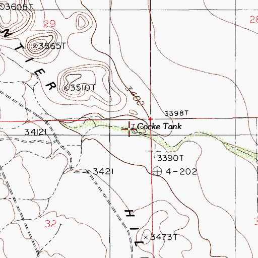 Topographic Map of Cocke Tank, NM