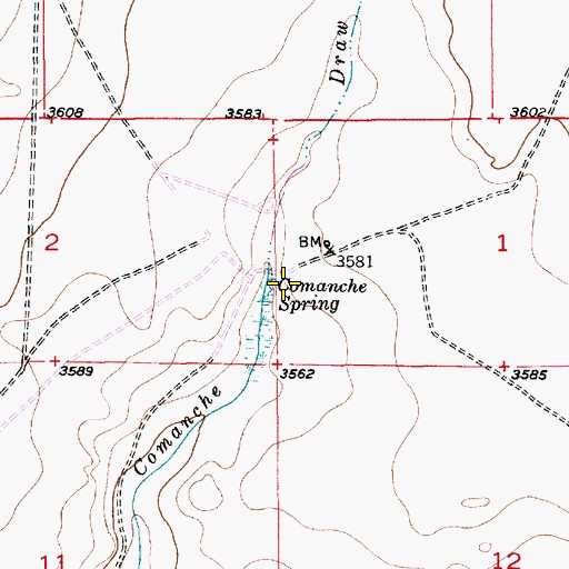 Topographic Map of Comanche Spring, NM