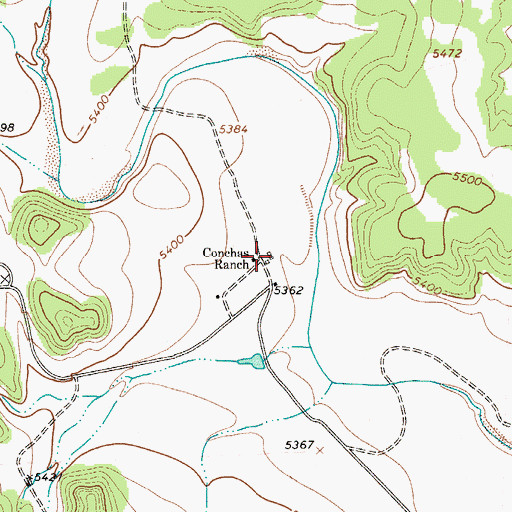Topographic Map of Conchas Ranch, NM
